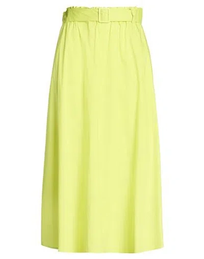 Shirtaporter Woman Midi Skirt Lime Green Size 6 Cotton, Polyamide, Elastane