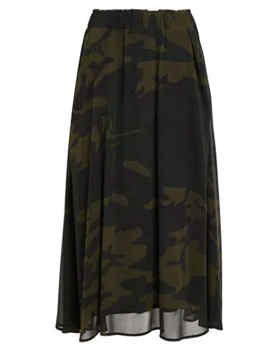 Shirtaporter Woman Midi Skirt Military Green Size 10 Viscose