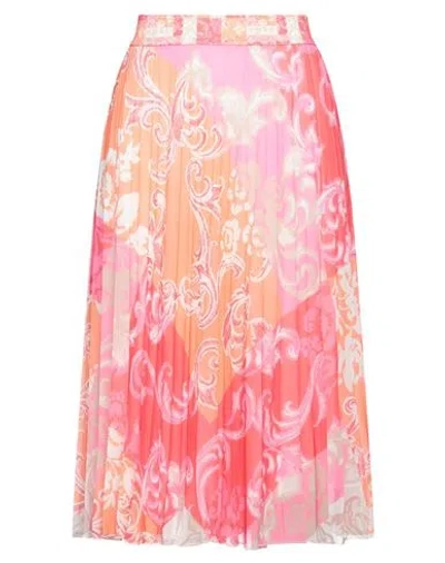 Shirtaporter Woman Midi Skirt Orange Size 6 Polyester