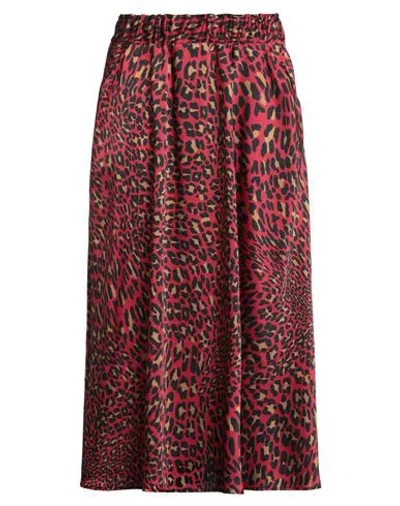Shirtaporter Woman Midi Skirt Red Size 10 Polyester