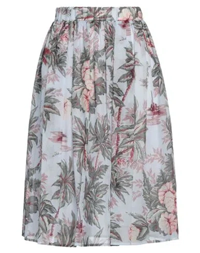 Shirtaporter Woman Midi Skirt Sky Blue Size 10 Cotton