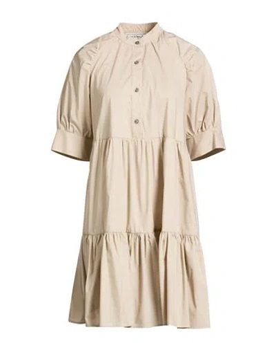 Shirtaporter Woman Mini Dress Beige Size 8 Cotton In Brown
