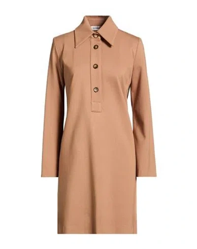Shirtaporter Woman Mini Dress Camel Size 10 Viscose, Nylon, Elastane In Brown