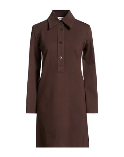 Shirtaporter Woman Mini Dress Dark Brown Size 10 Viscose, Nylon, Elastane