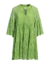 Shirtaporter Woman Mini Dress Green Size 8 Cotton, Viscose, Polyamide