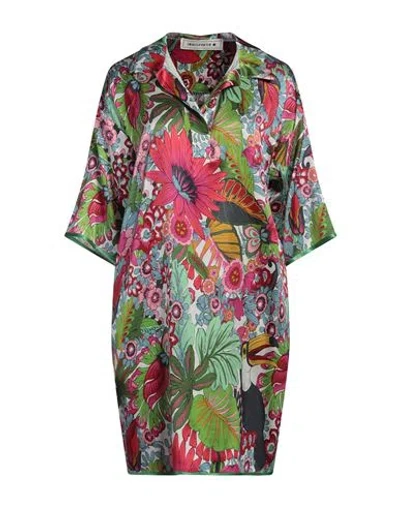 Shirtaporter Woman Mini Dress Green Size 10 Silk, Elastane