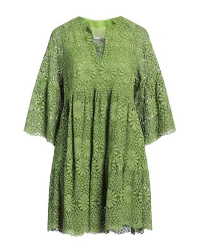 Shirtaporter Woman Mini Dress Military Green Size 10 Cotton, Viscose, Polyamide