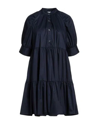Shirtaporter Woman Mini Dress Navy Size 10 Cotton In Blue