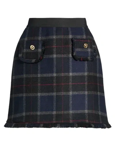 Shirtaporter Woman Mini Skirt Midnight Blue Size 6 Wool, Polyamide, Acrylic In Multi