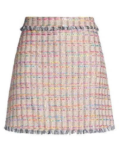 Shirtaporter Woman Mini Skirt Orange Size 8 Viscose, Cotton, Polyamide, Linen In Multi