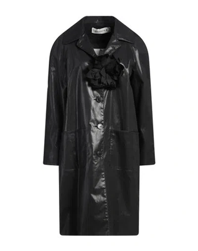 Shirtaporter Woman Overcoat & Trench Coat Black Size 8 Cotton, Polyurethane