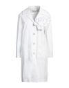 Shirtaporter Woman Overcoat & Trench Coat White Size 4 Cotton, Polyurethane