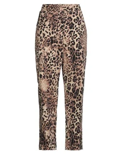 Shirtaporter Woman Pants Beige Size 12 Cotton, Elastane In Sand