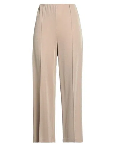 Shirtaporter Woman Pants Beige Size 12 Viscose, Lurex, Polyester, Elastane In Sand