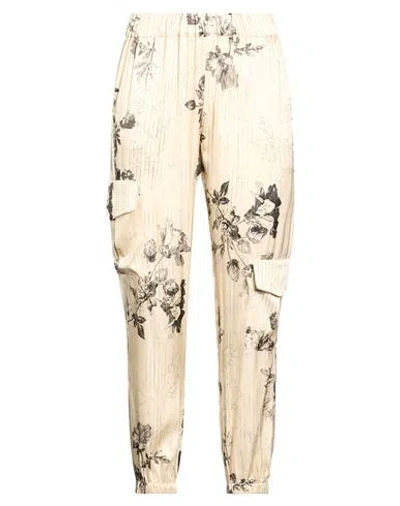 Shirtaporter Woman Pants Beige Size 8 Silk, Elastane In Sand