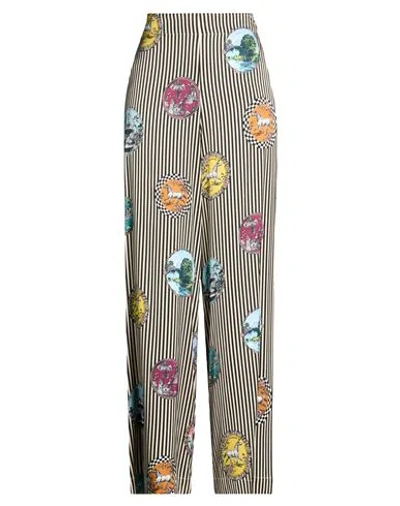 Shirtaporter Woman Pants Black Size 6 Viscose, Elastane In Animal Print