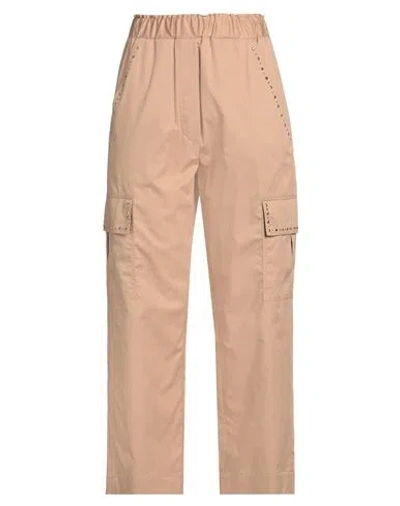 Shirtaporter Woman Pants Camel Size 10 Cotton In Beige