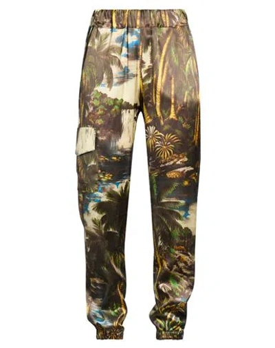 Shirtaporter Woman Pants Dark Green Size 10 Silk, Elastane In Brown