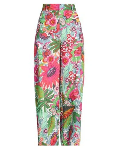 Shirtaporter Woman Pants Fuchsia Size 10 Cotton In Multi