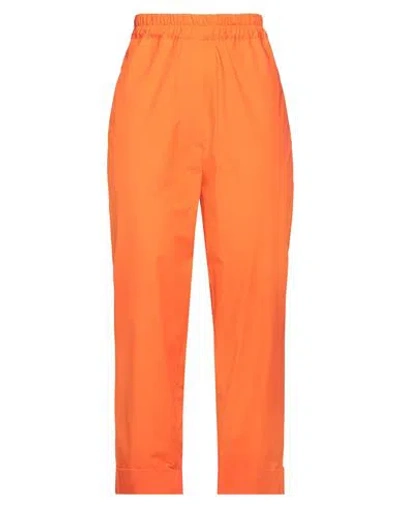 Shirtaporter Woman Pants Orange Size 10 Cotton
