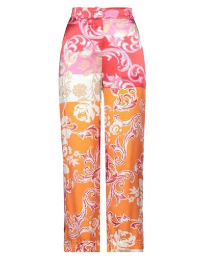 Shirtaporter Woman Pants Red Size 10 Silk, Elastane