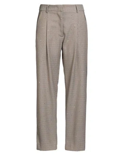 Shirtaporter Woman Pants Sand Size 6 Polyester, Viscose, Elastane In Brown