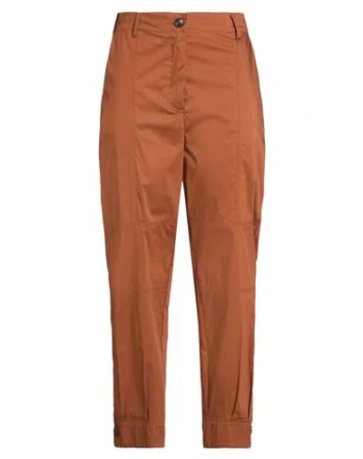 Shirtaporter Woman Pants Tan Size 6 Cotton, Polyamide, Elastane In Brown