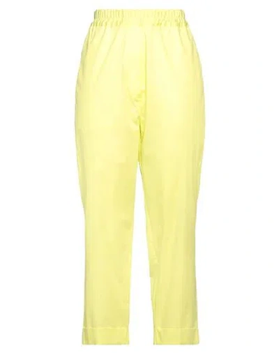 Shirtaporter Woman Pants Yellow Size 10 Cotton