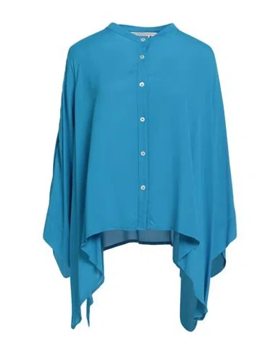 Shirtaporter Woman Shirt Azure Size 10 Viscose, Elastane