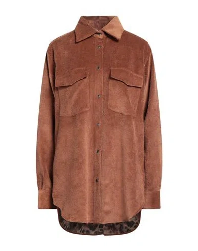 Shirtaporter Woman Shirt Brown Size 6 Polyester, Nylon, Elastane