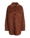 Shirtaporter Woman Coat Brown Size 8 Wool, Polyester In Brown