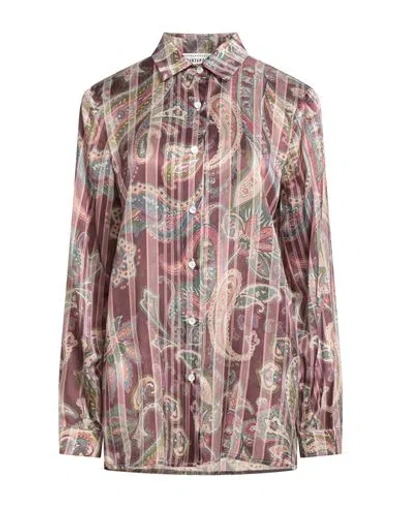 Shirtaporter Woman Shirt Burgundy Size 8 Silk, Elastane