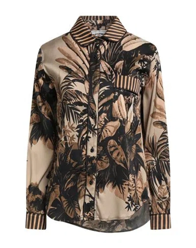 Shirtaporter Woman Shirt Khaki Size 10 Viscose, Elastane