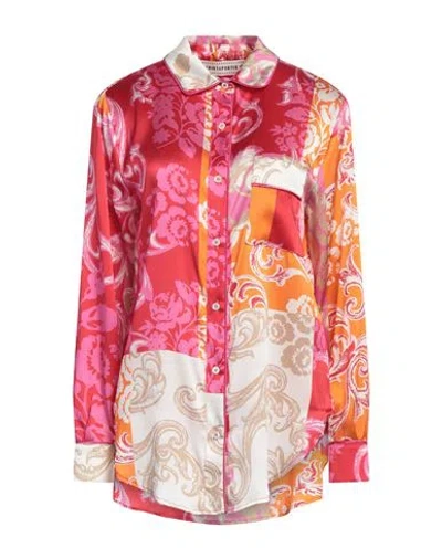 Shirtaporter Woman Shirt Red Size 8 Silk, Elastane