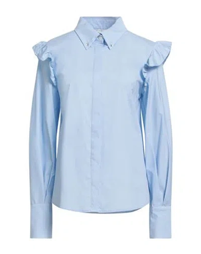 Shirtaporter Woman Shirt Sky Blue Size 10 Cotton, Elastane
