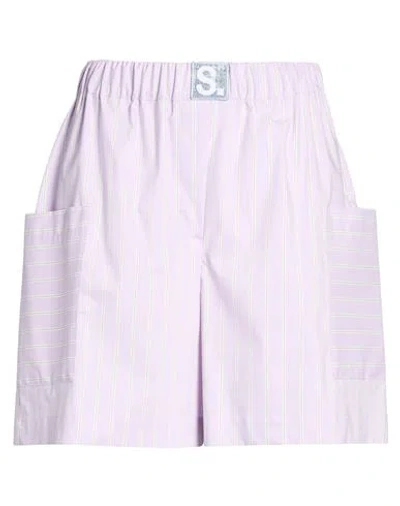 Shirtaporter Woman Shorts & Bermuda Shorts Lilac Size 10 Cotton, Polyester, Elastane In Purple