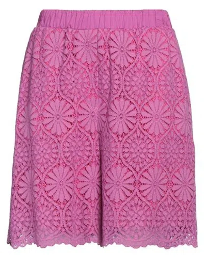 Shirtaporter Woman Shorts & Bermuda Shorts Purple Size 10 Cotton, Viscose, Polyamide In Purple