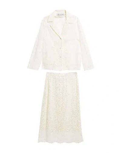 Shirtaporter Woman Suit Cream Size 8 Cotton, Viscose, Nylon In White