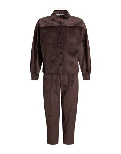Shirtaporter Woman Suit Dark Brown Size 4 Polyester, Nylon, Elastane