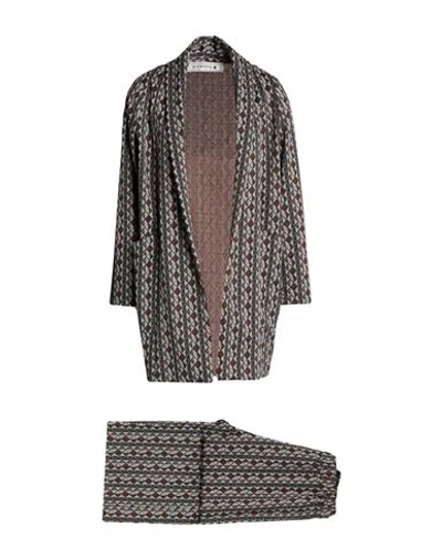 Shirtaporter Woman Suit Grey Size L Viscose, Polyester, Cotton In Black