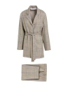 Shirtaporter Woman Suit Khaki Size 10 Polyester, Viscose, Elastane