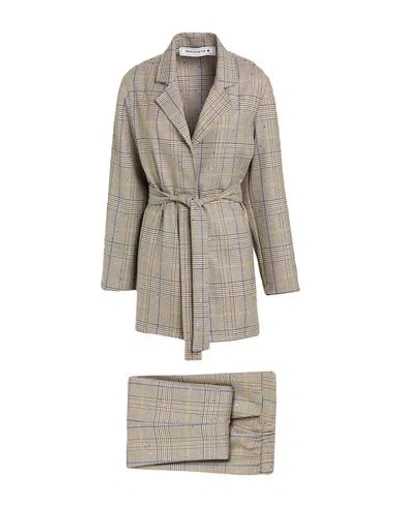 Shirtaporter Woman Suit Khaki Size 10 Polyester, Viscose, Elastane In Sand