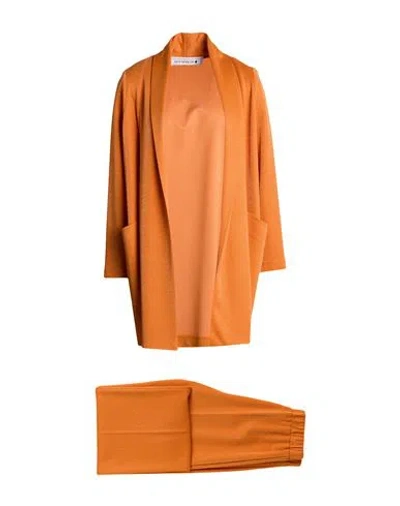 Shirtaporter Woman Suit Orange Size L Viscose, Cotton, Polyester, Lurex