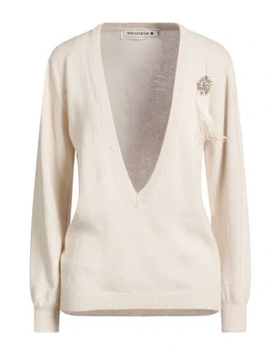 Shirtaporter Woman Sweater Beige Size L Wool, Viscose, Polyamide, Cashmere In Animal Print