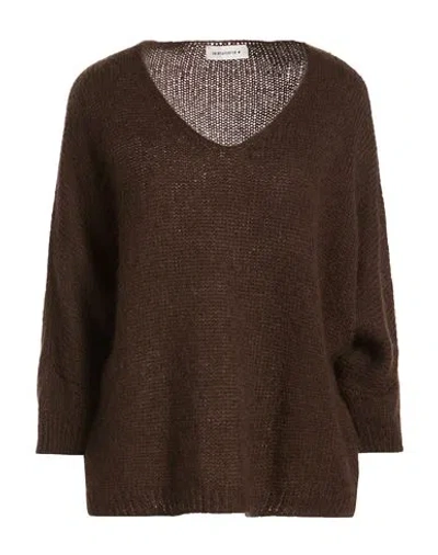 Shirtaporter Woman Sweater Brown Size M Acrylic, Polyamide, Mohair Wool, Wool