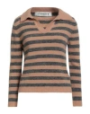 Shirtaporter Woman Sweater Light Brown Size L Polyamide, Wool, Alpaca Wool, Elastane