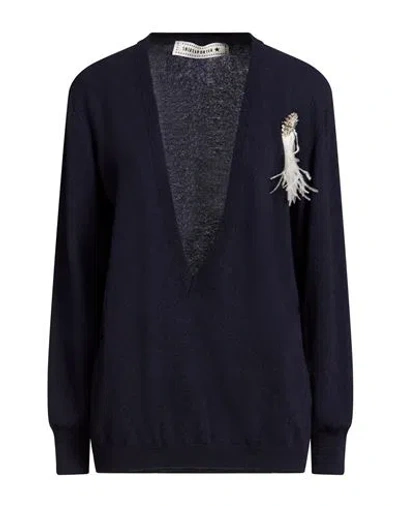 Shirtaporter Woman Sweater Midnight Blue Size L Wool, Viscose, Polyamide, Cashmere In Black