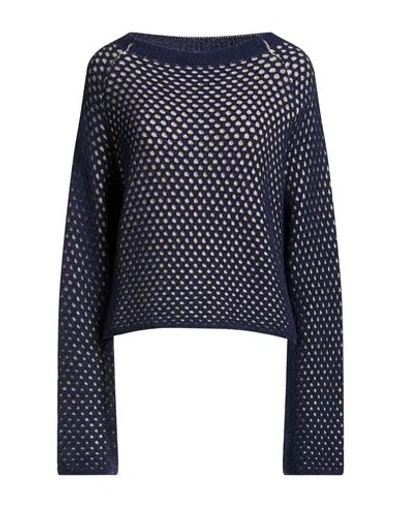 Shirtaporter Woman Sweater Navy Size M Wool, Viscose, Nylon, Cashmere In Blue