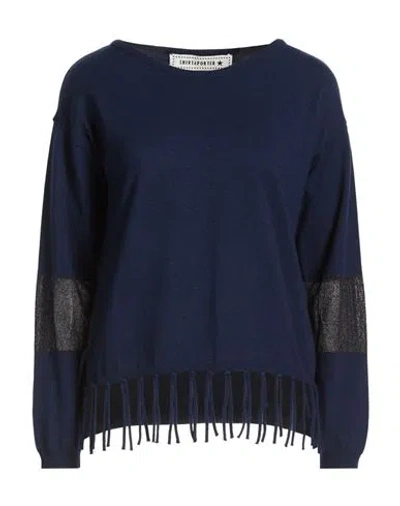 Shirtaporter Woman Sweater Navy Size S Viscose, Polyester, Nylon In Blue
