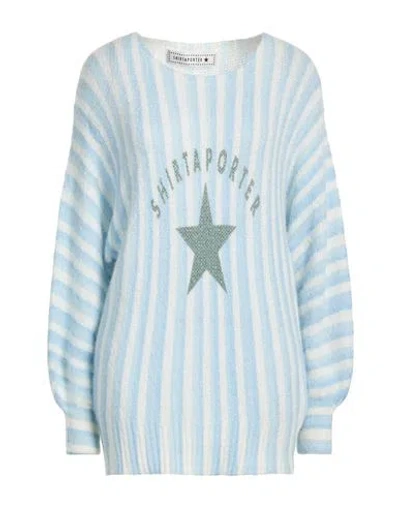 Shirtaporter Woman Sweater Sky Blue Size L Acrylic, Polyamide, Alpaca Wool, Wool